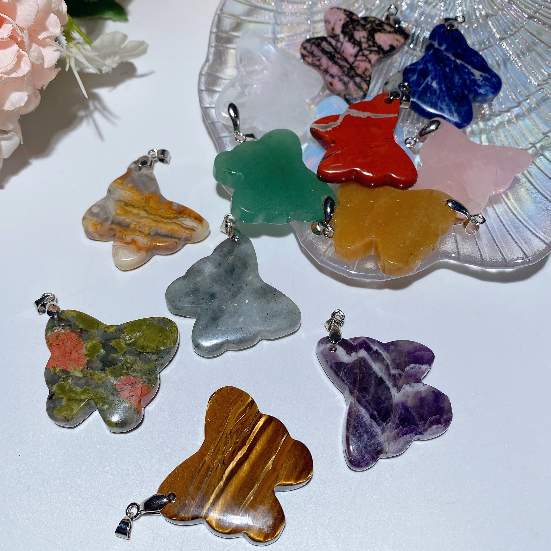 1.2-1.3 Inch Mixed Crystal Butterfly Pendant Spiritual Necklace