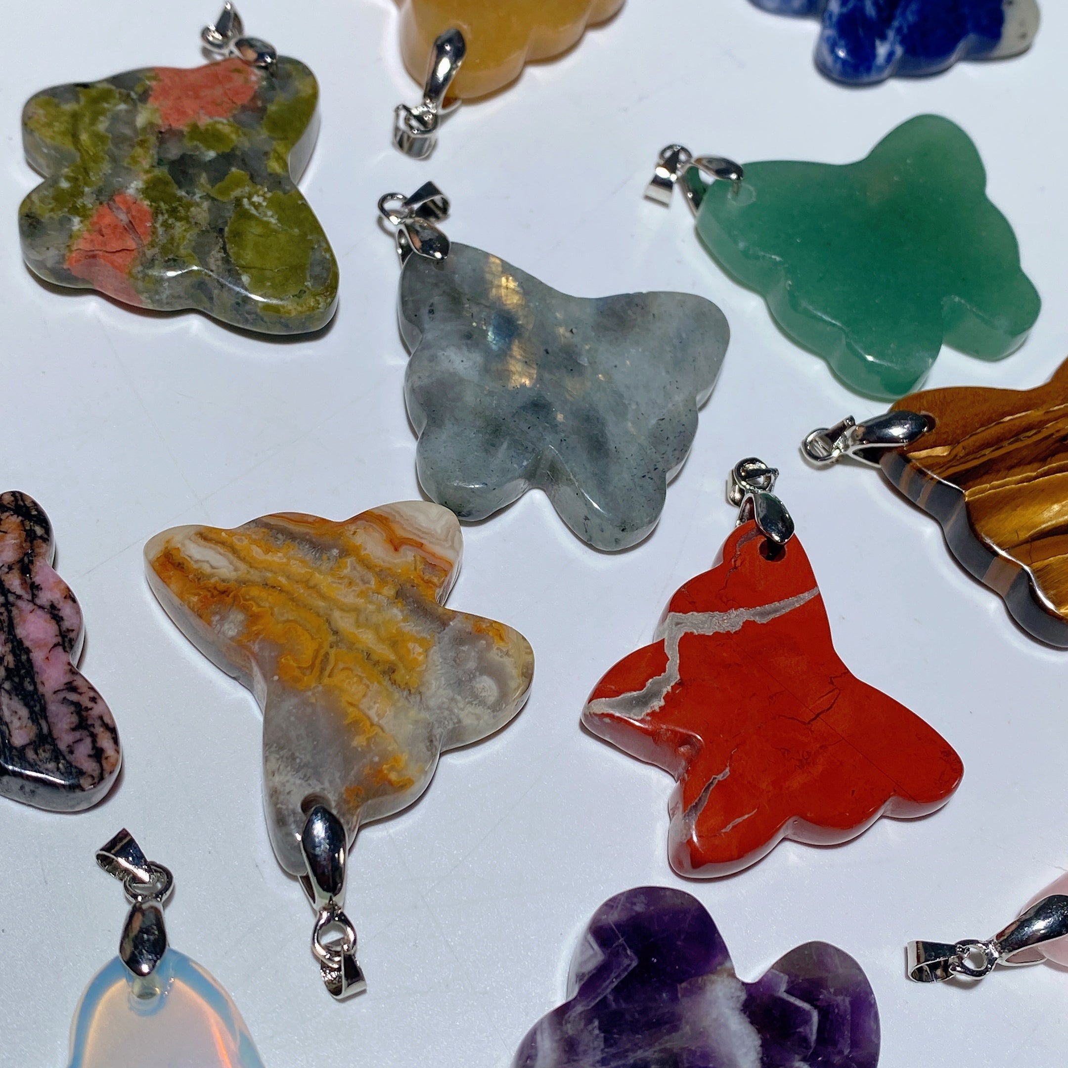 1.2-1.3 Inch Mixed Crystal Butterfly Pendant Spiritual Necklace
