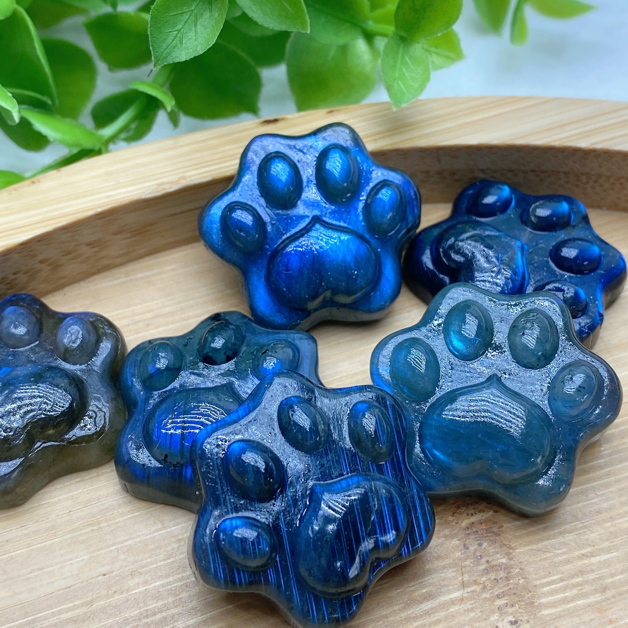 1.2 Inch Blue Flash Labradorite Cat Paw Crystal Healing Figurine