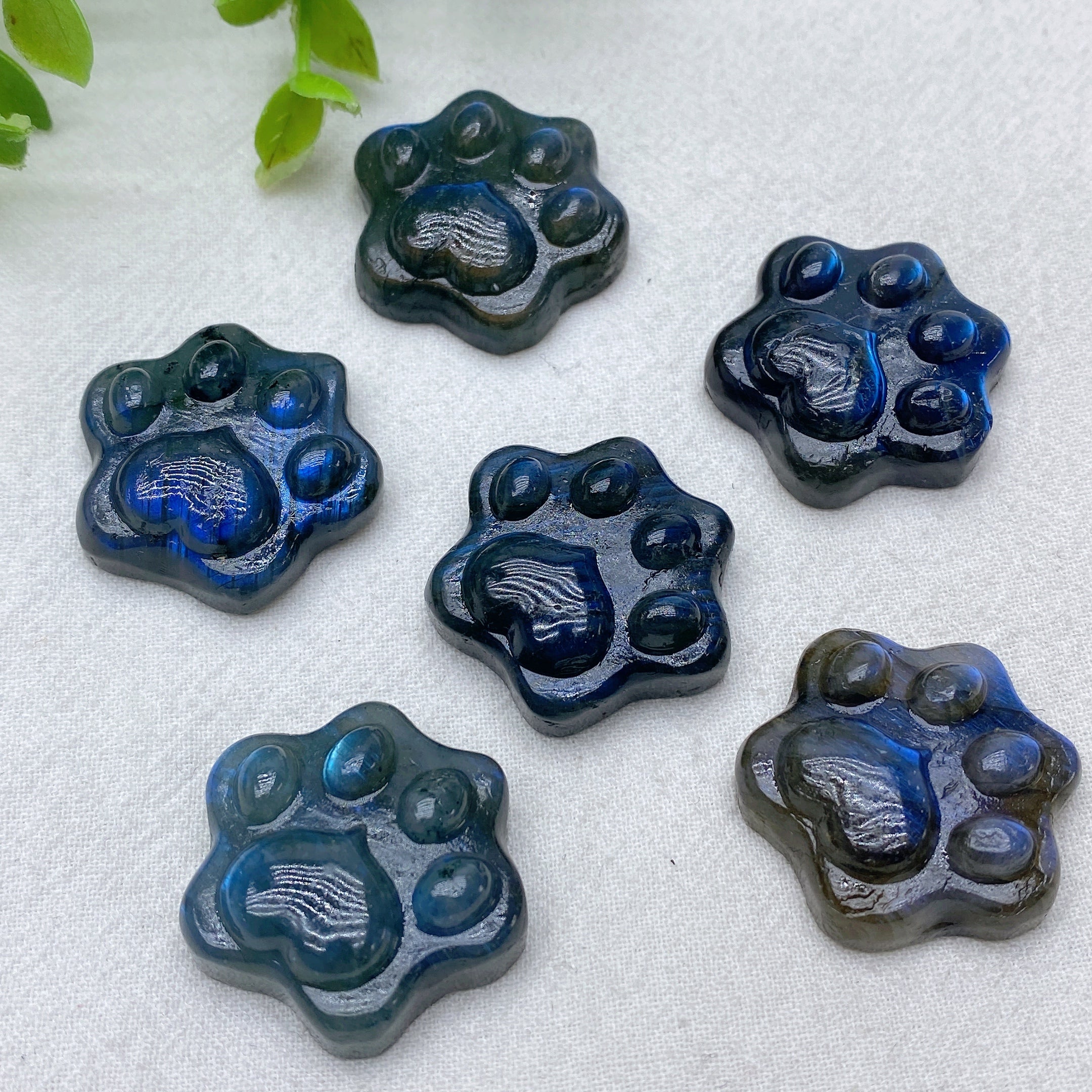 1.2 Inch Blue Flash Labradorite Cat Paw Crystal Healing Figurine