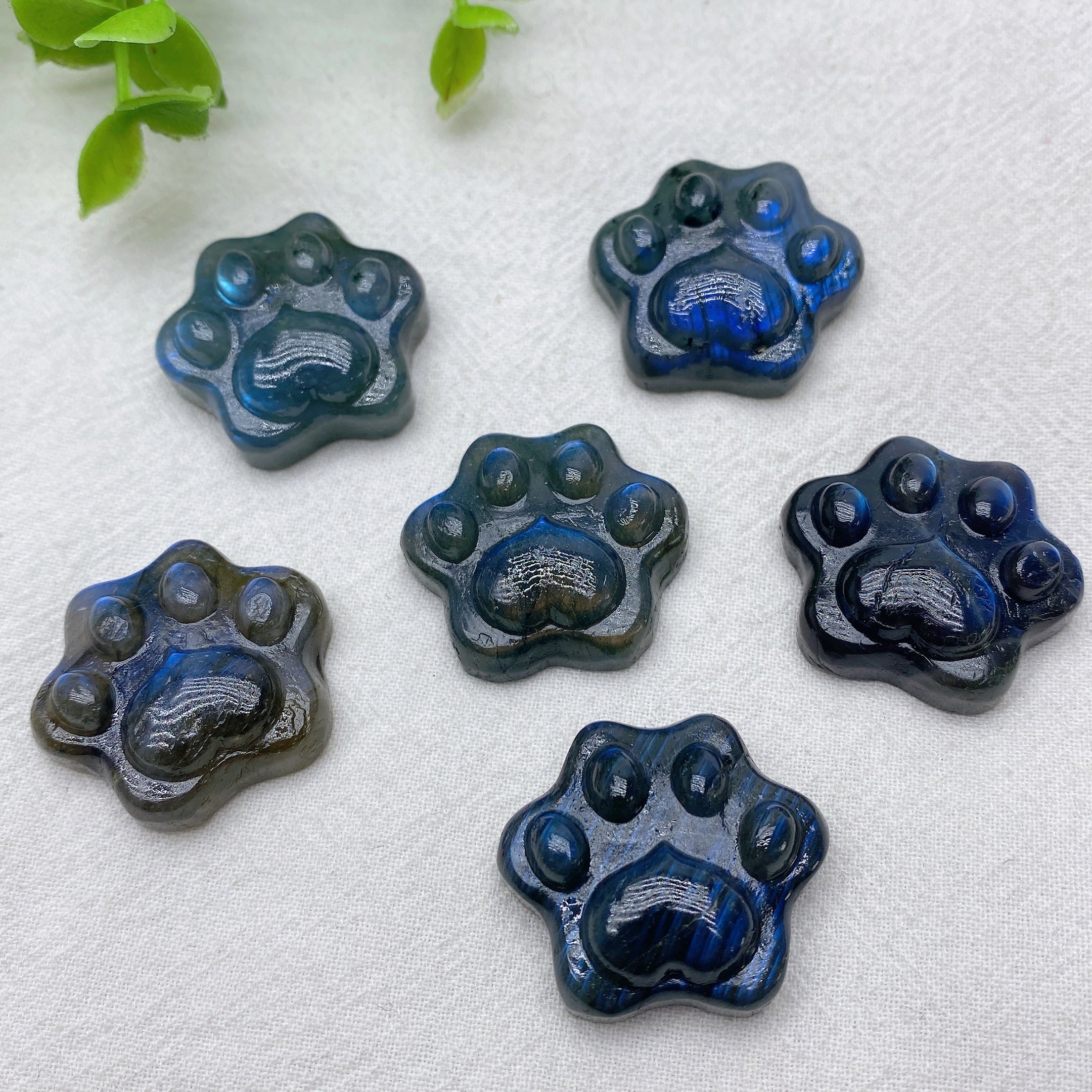 1.2 Inch Blue Flash Labradorite Cat Paw Crystal Healing Figurine