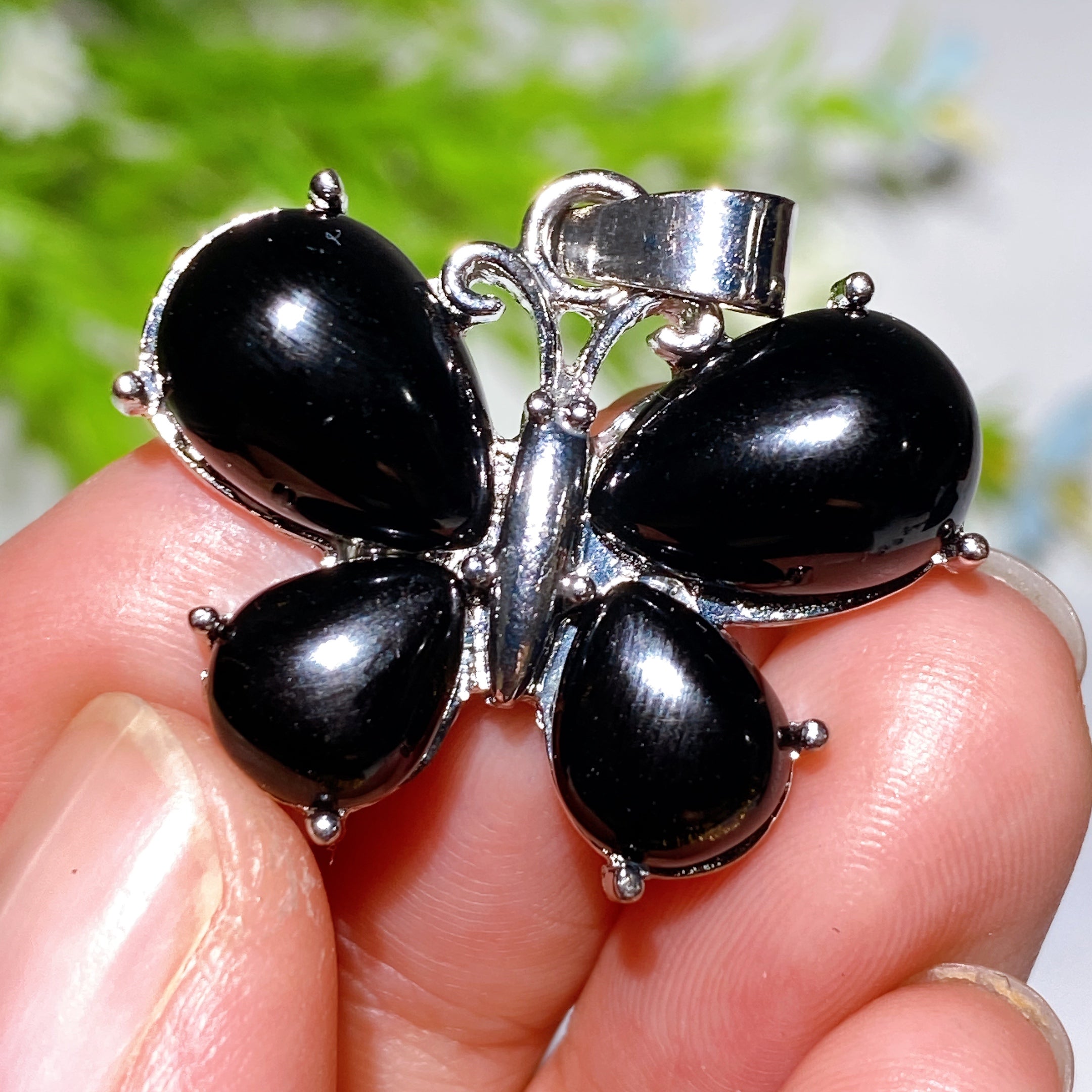 1.2 inch Crystal Butterfly Healing Pendant Obsidian & More