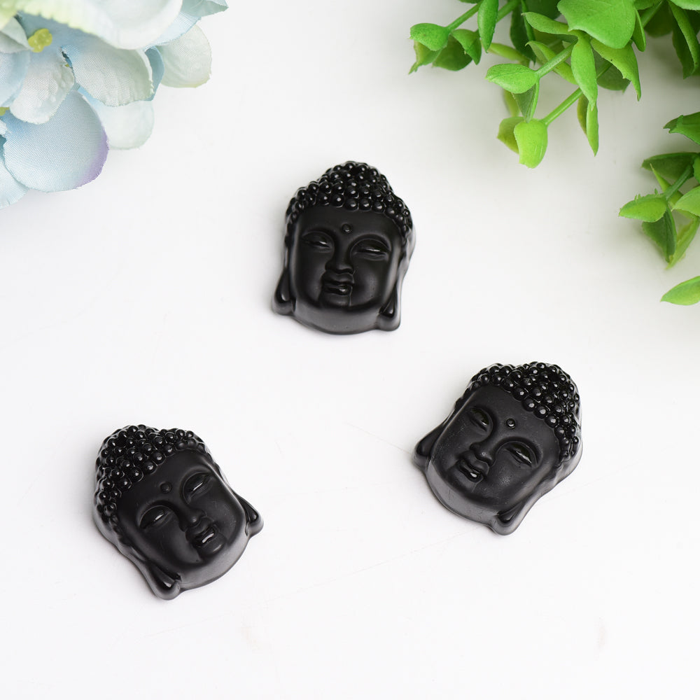1.3 Inch Black Obsidian Buddha Head Crystal Sculpture