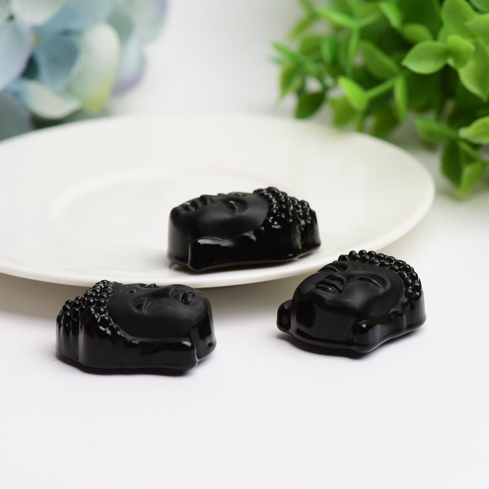 1.3 Inch Black Obsidian Buddha Head Crystal Sculpture