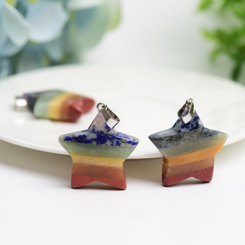 Pendentif en cristal étoile chakra de 1,3 pouce pour la protection spirituelle
