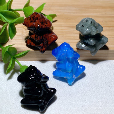 Sculptures de grenouilles en cristal mixte de 1,3 pouce pour la guérison et l'équilibre