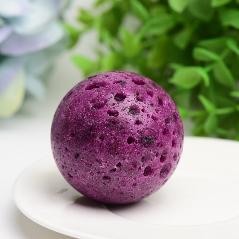 1.5-1.8 inch Ruby Honey Comb Crystal Sphere for Healing