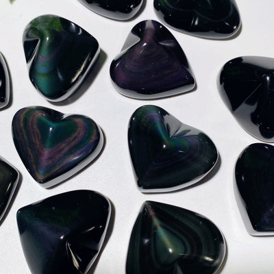 Cristal d'obsidienne arc-en-ciel en forme de cœur, de 1,5 à 2 pouces, pour la guérison