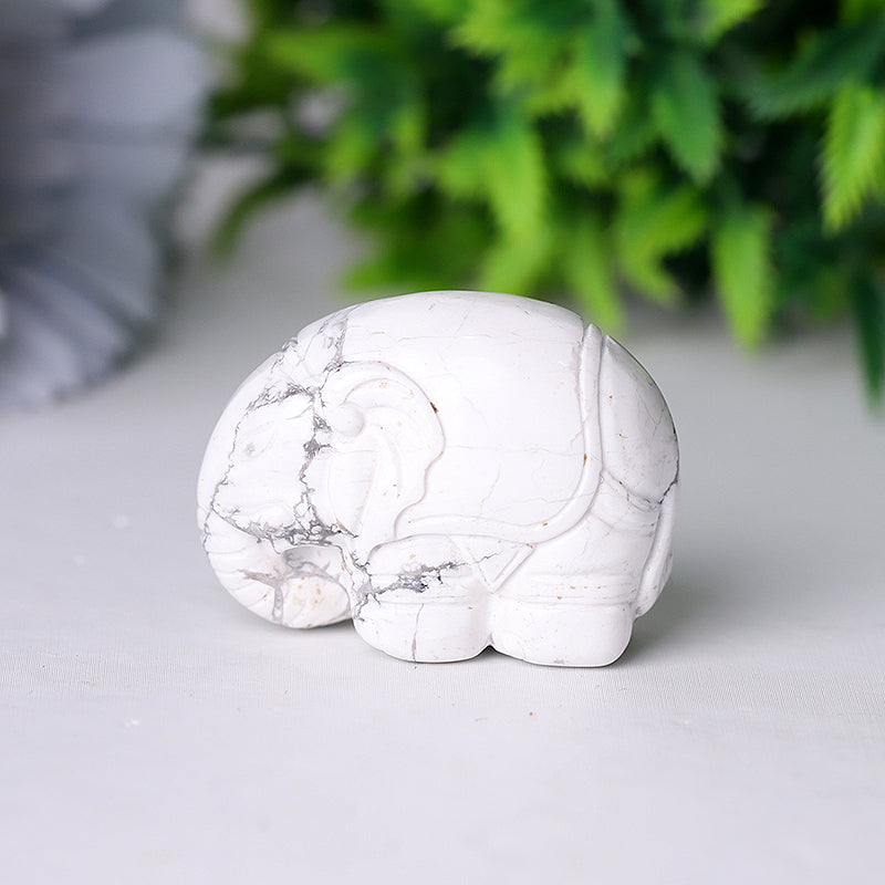 1.5 inch Crystal Elephant Carvings in Howlite, Labradorite & Obsidian