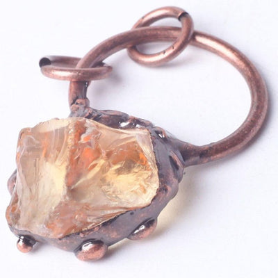Pendentif en cristal de citrine brut de 1,5 pouce, enroulé sur fil pour la guérison