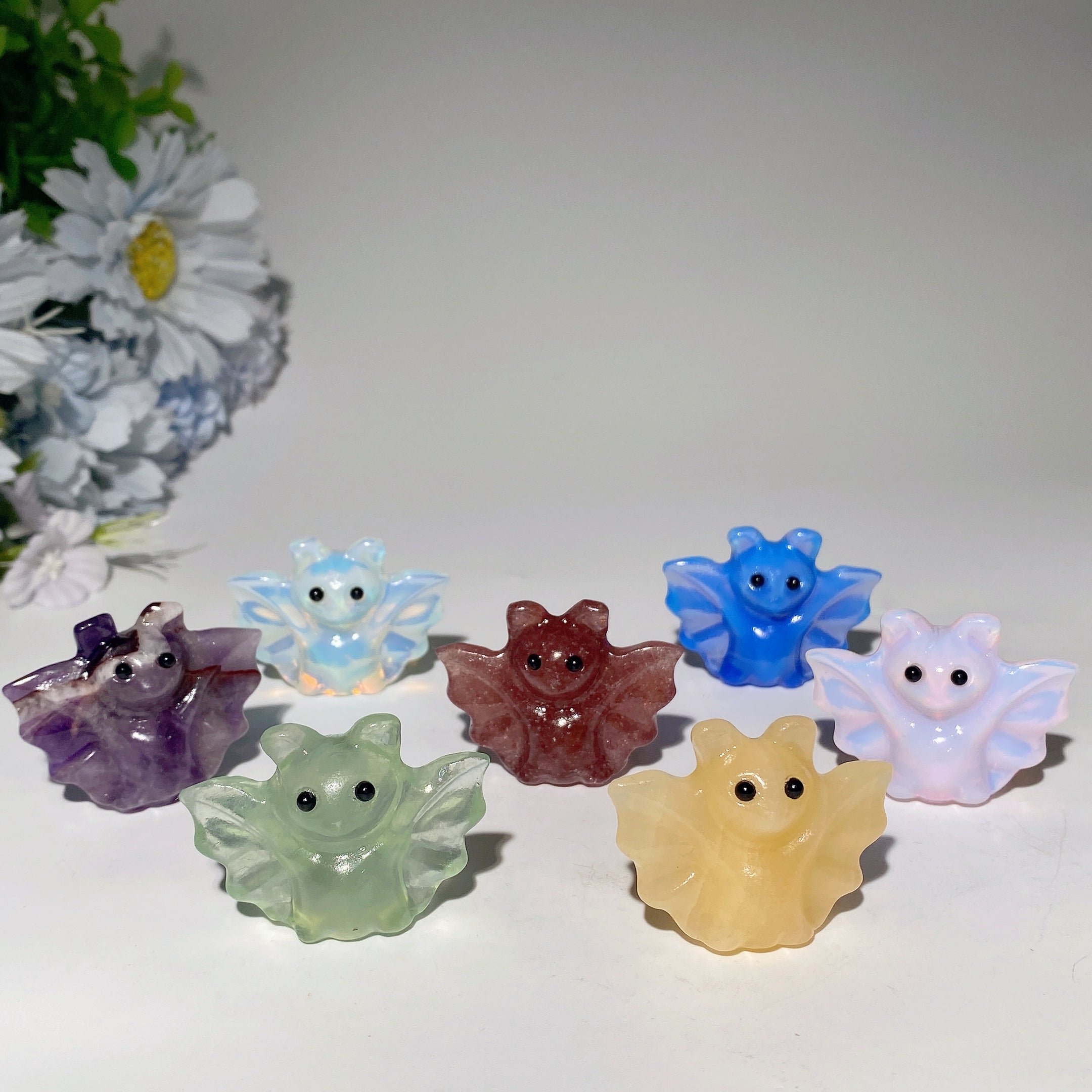 1.6 Inch Mixed Crystal Bat Figurine for Healing and Collection