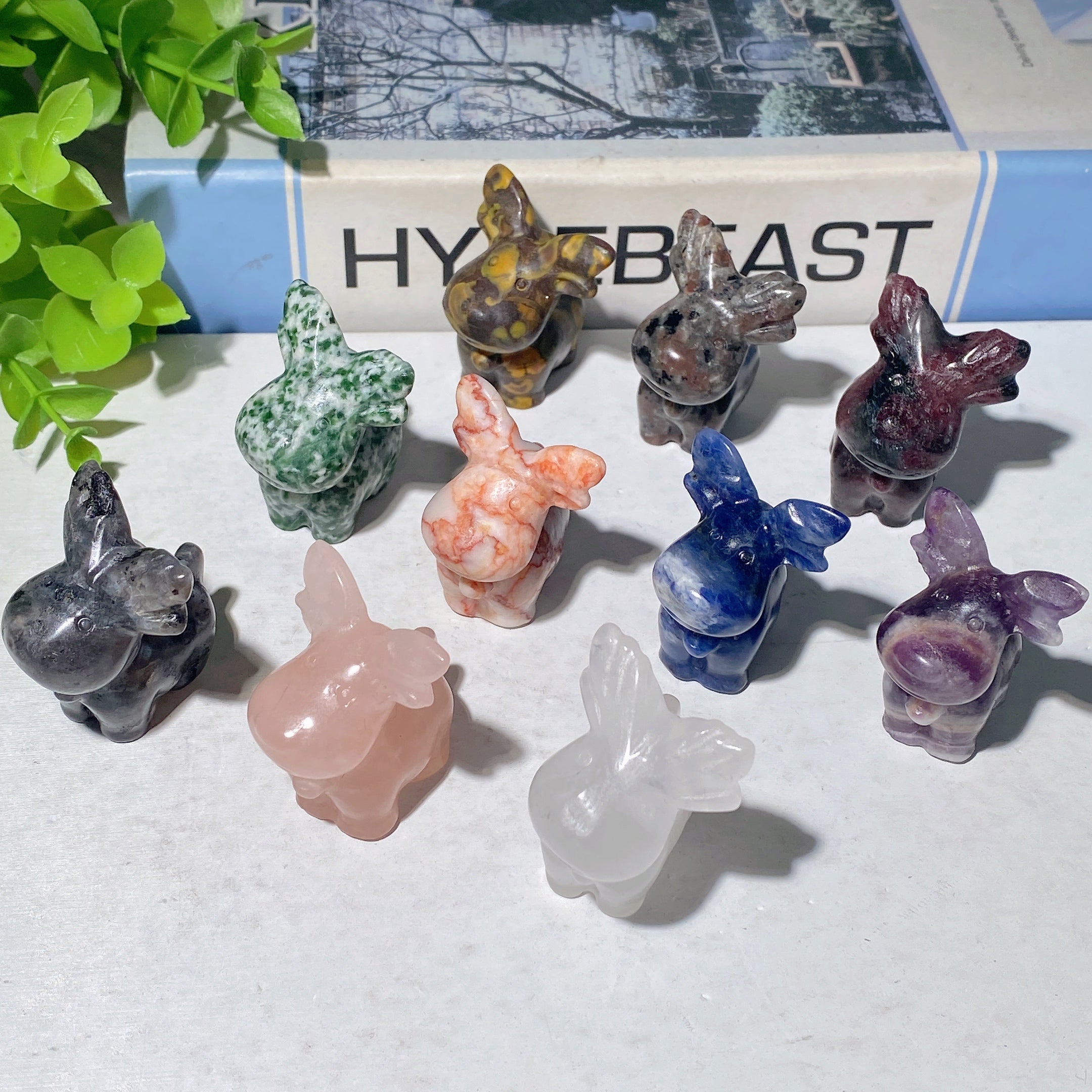 1.6 inch Mixed Crystal Deer Carving Figurines for Healing