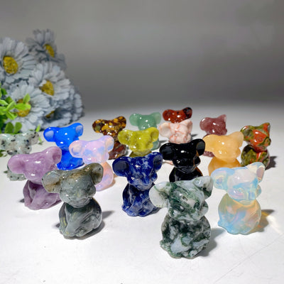 Figurines de guérison sculptées en cristal mixte de 1,6 pouce en forme de koala