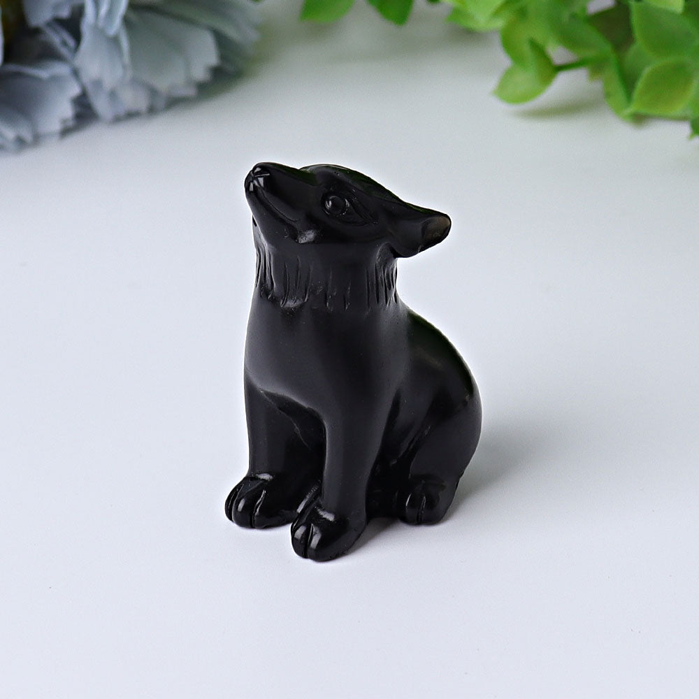 Figurine sculptée de guérison en cristal de loup de 1,8 pouce