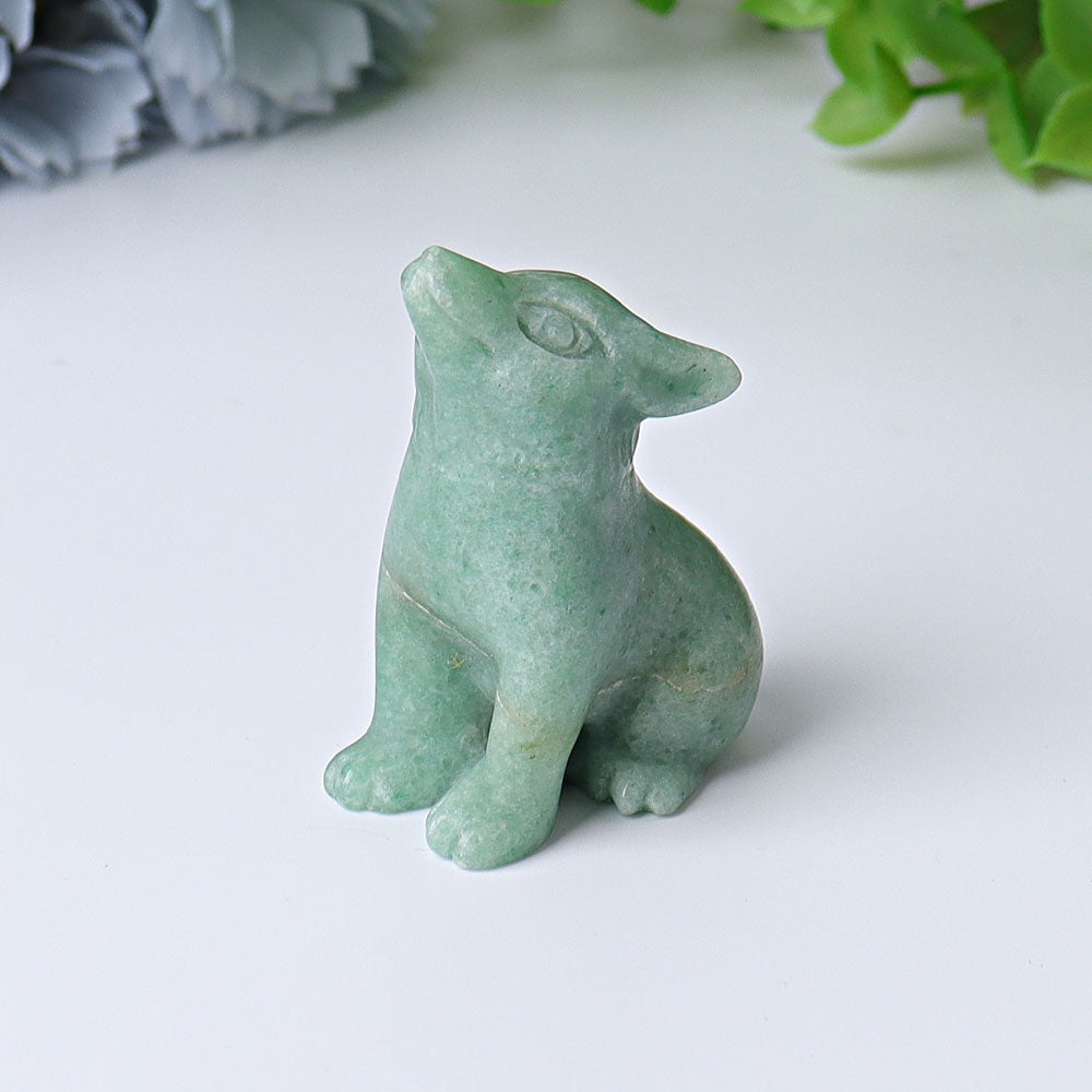 Figurine sculptée de guérison en cristal de loup de 1,8 pouce