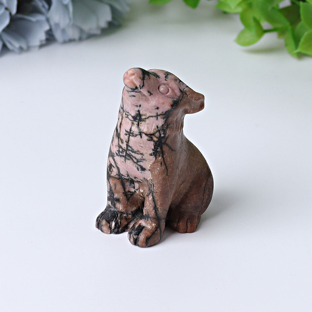Figurine sculptée de guérison en cristal de loup de 1,8 pouce