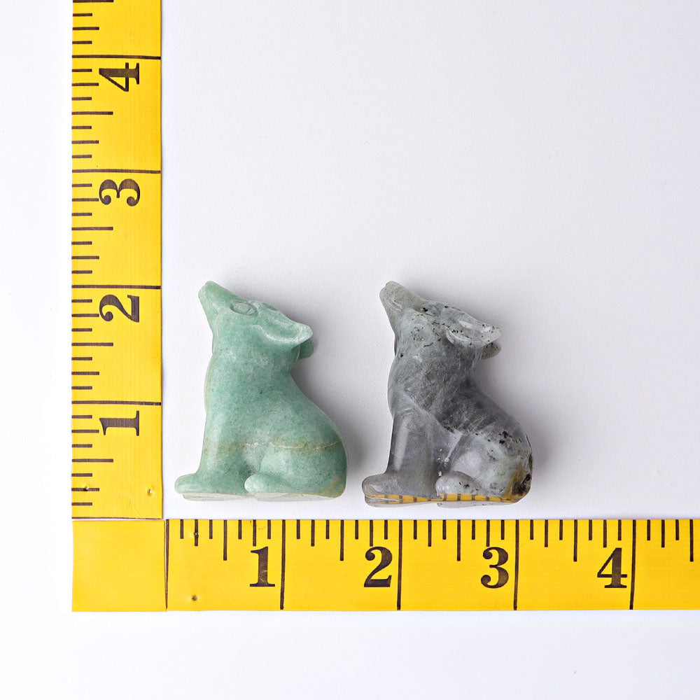 Figurine sculptée de guérison en cristal de loup de 1,8 pouce