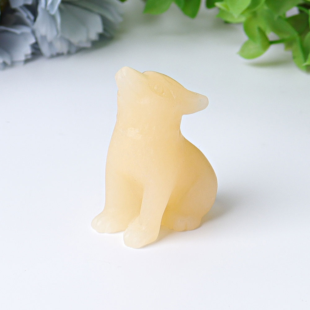 Figurine sculptée de guérison en cristal de loup de 1,8 pouce