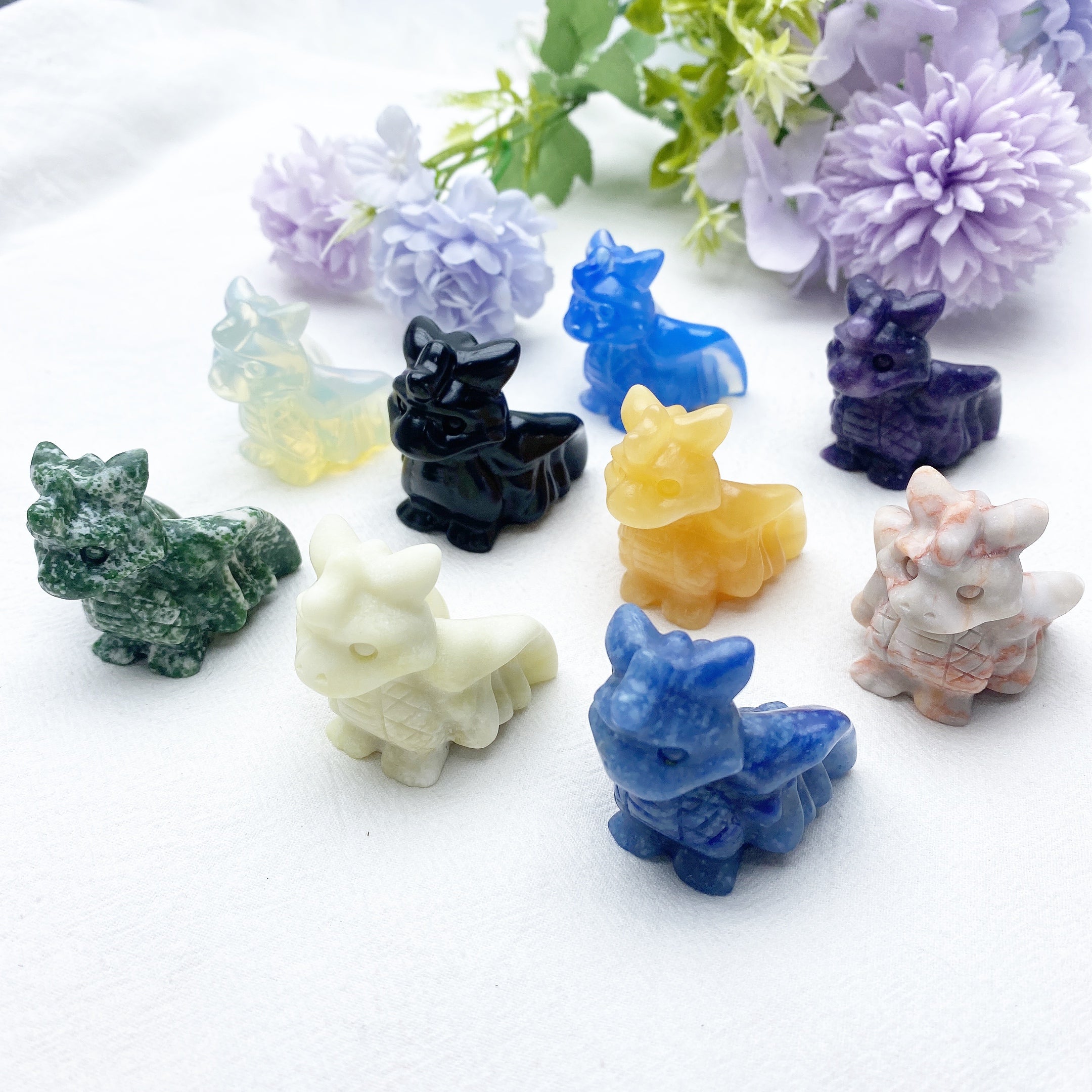 1.8 inch Mixed Crystal Baby Dragon Carving for Healing