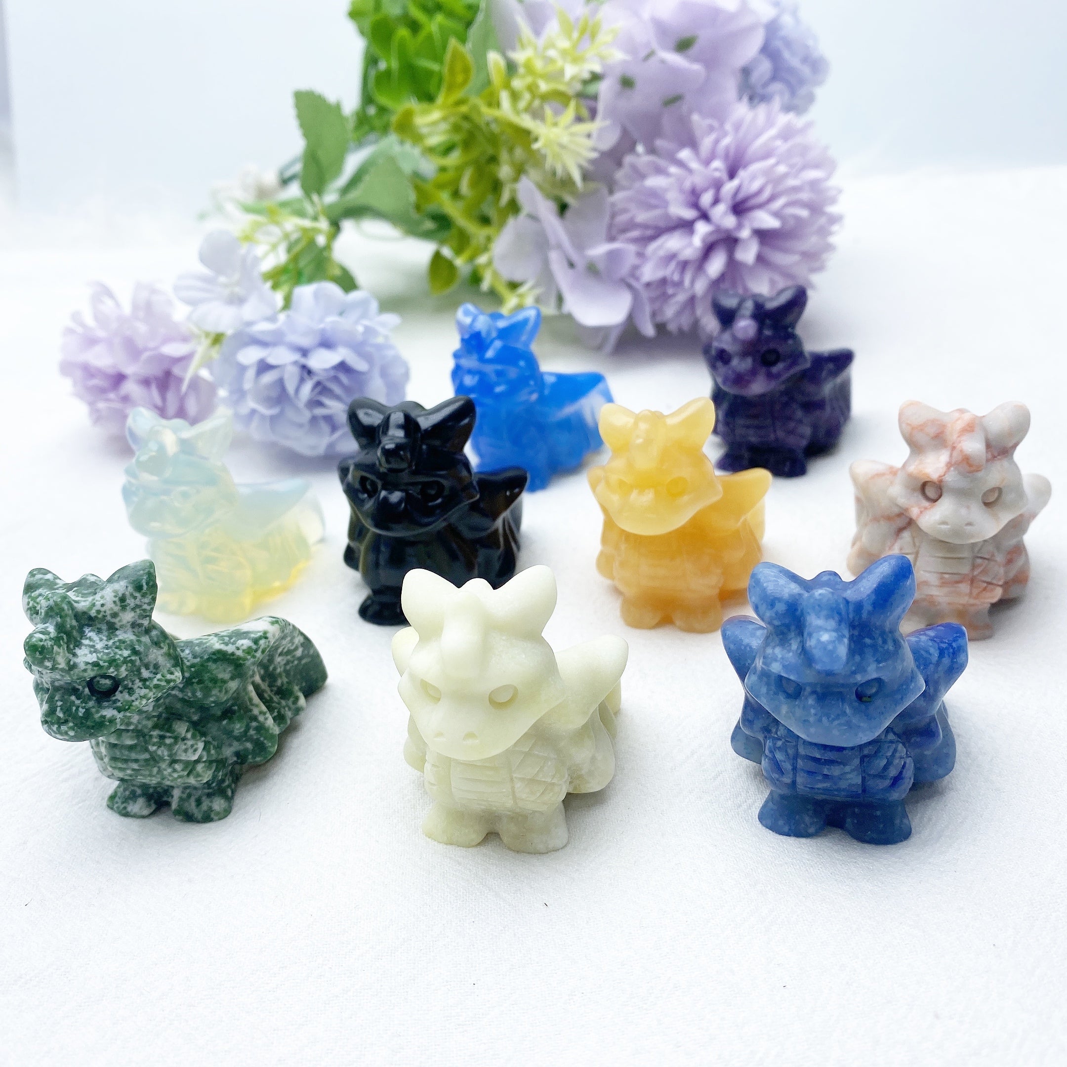 1.8 inch Mixed Crystal Baby Dragon Carving for Healing