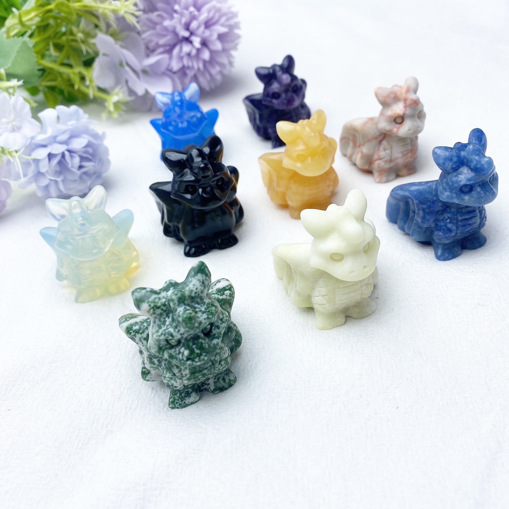 1.8 inch Mixed Crystal Baby Dragon Carving for Healing