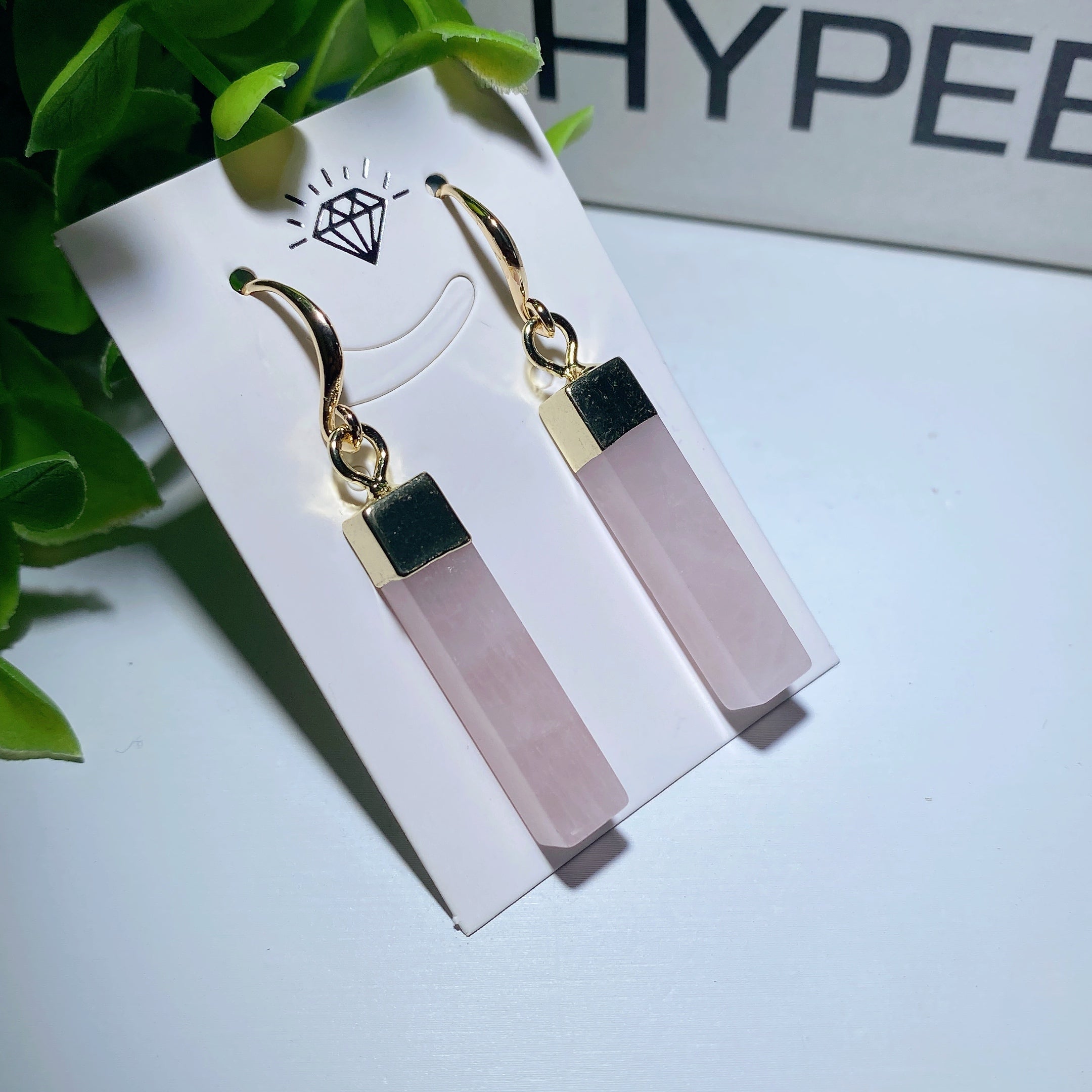 1.8 inch Rose Quartz Drop Earrings for Healing & Love