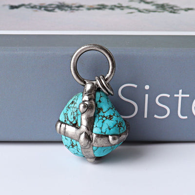 Pendentif turquoise de 4,6 cm pour bijoux faits main