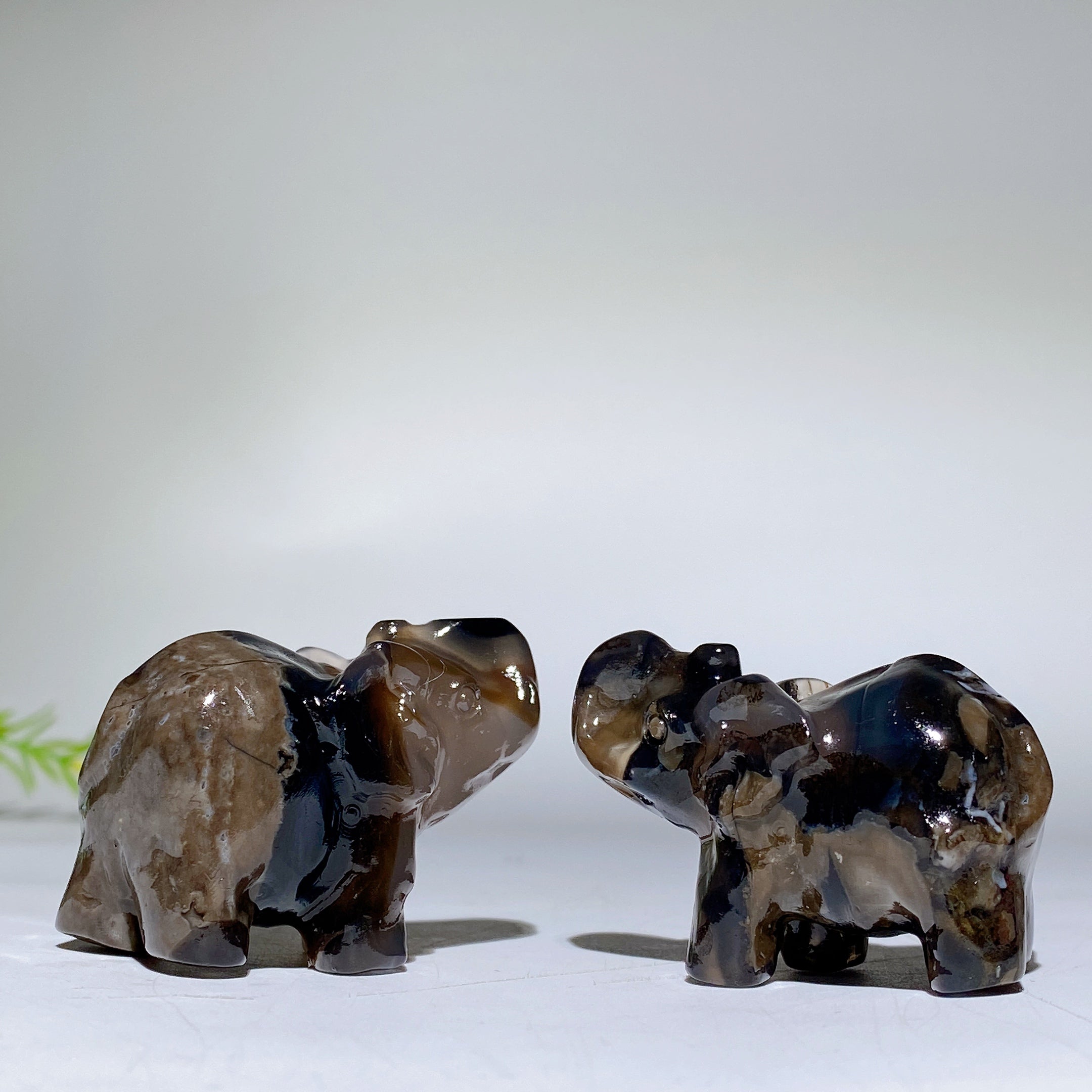 1.8 Inch Volcanic Agate Elephant Crystal Figurine for Healing