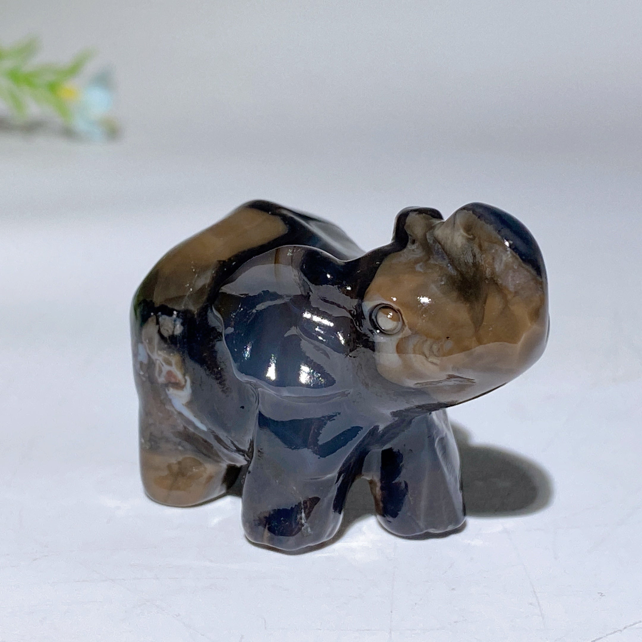 1.8 Inch Volcanic Agate Elephant Crystal Figurine for Healing