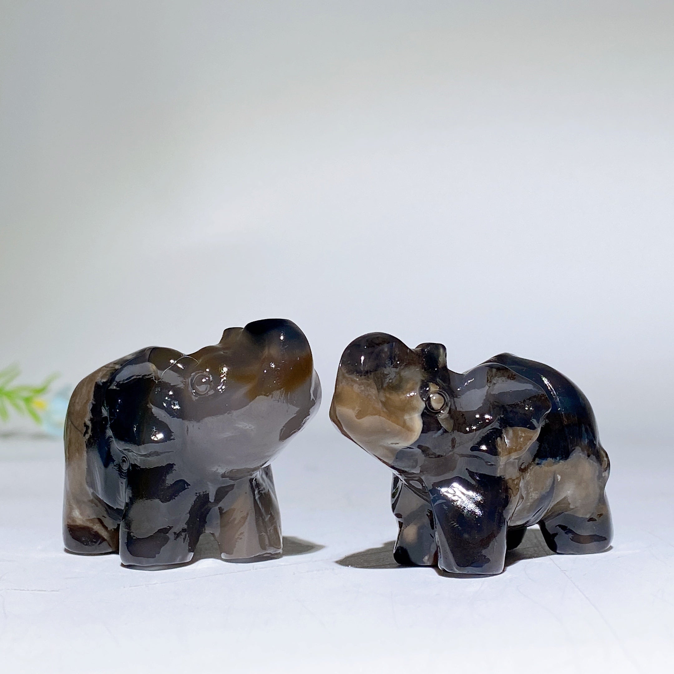 1.8 Inch Volcanic Agate Elephant Crystal Figurine for Healing