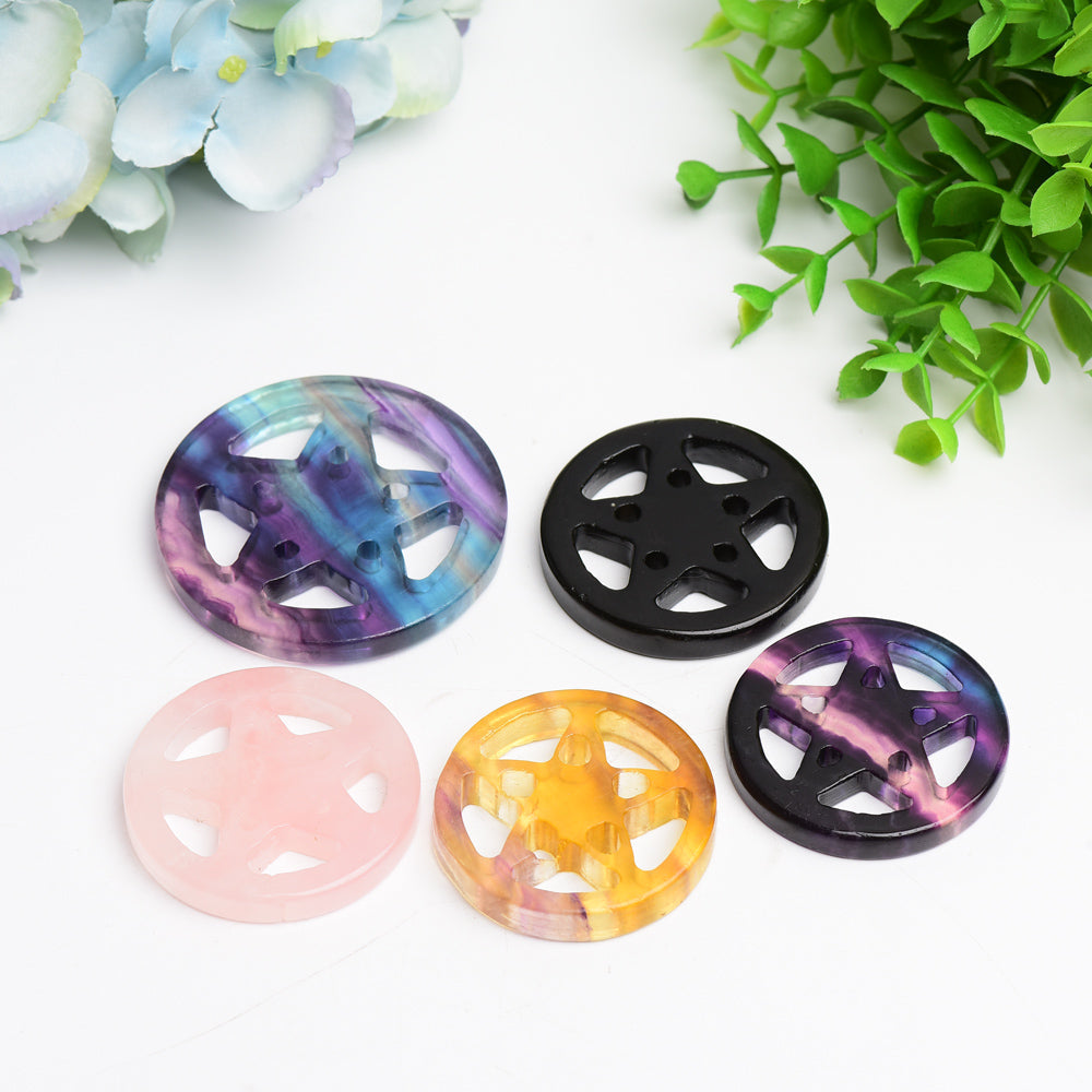 1.9-2.5 Inch Mixed Crystal Star Plate Pentagram for Healing