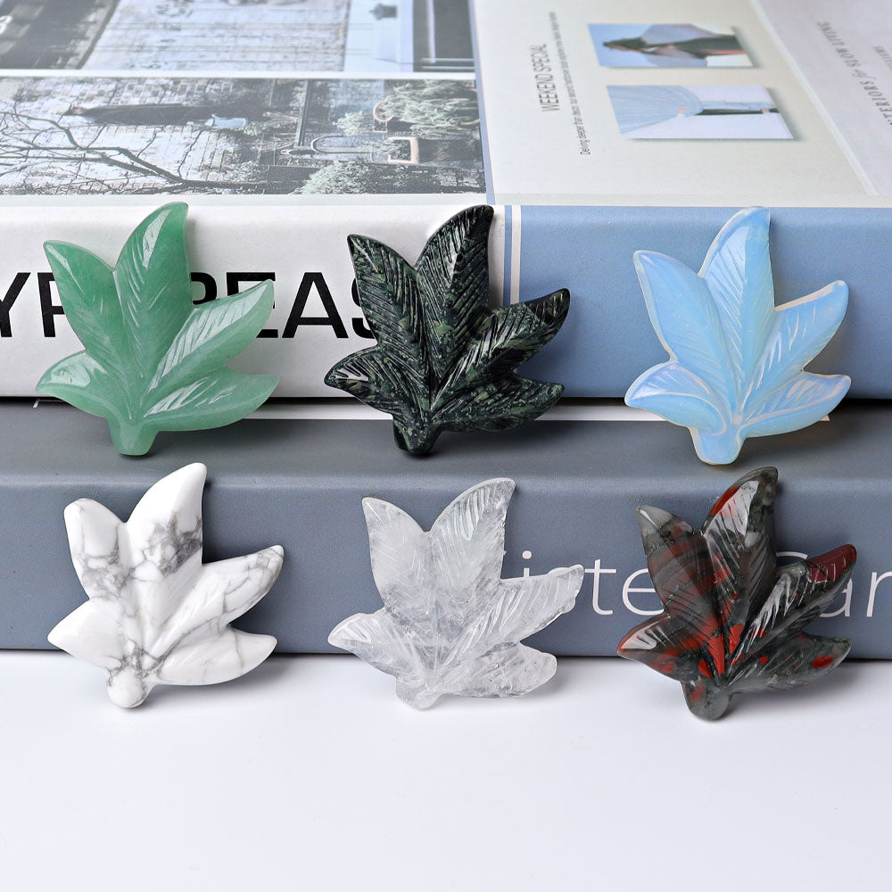 1.9" Crystal Leaf Figurine in Kambaba Jasper - Healing Carving