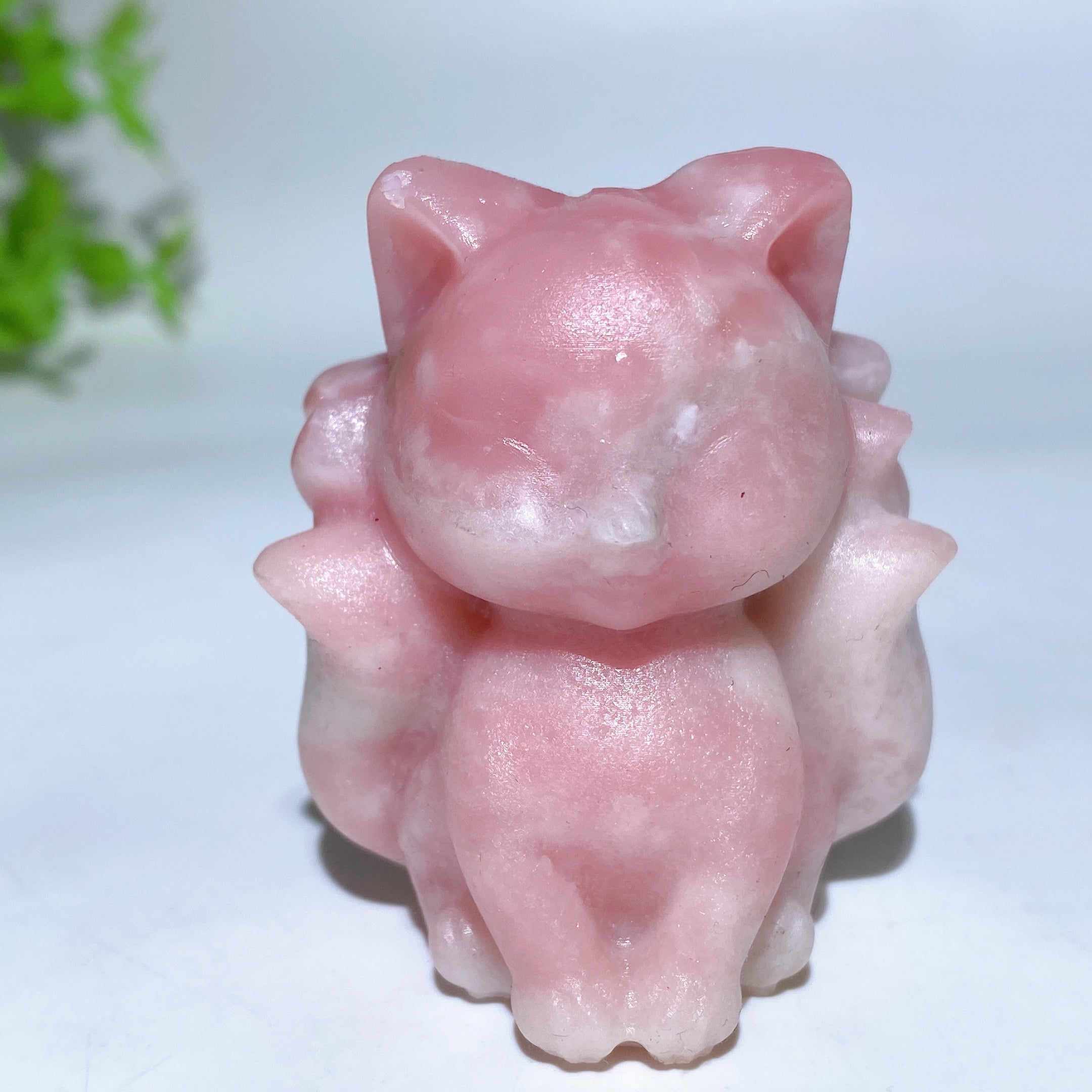 1.9 inch Mixed Crystal Nine-Tails Fox Carving Figurine