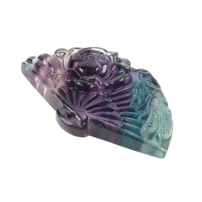 Sculpture en fluorite en forme d'éventail de 5 cm pour la fabrication de bijoux