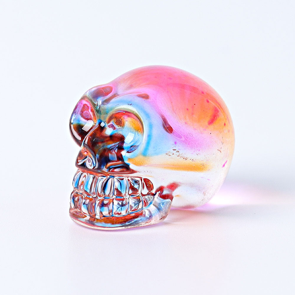1-Inch Aura Angel Crystal Skull Carving for Meditation
