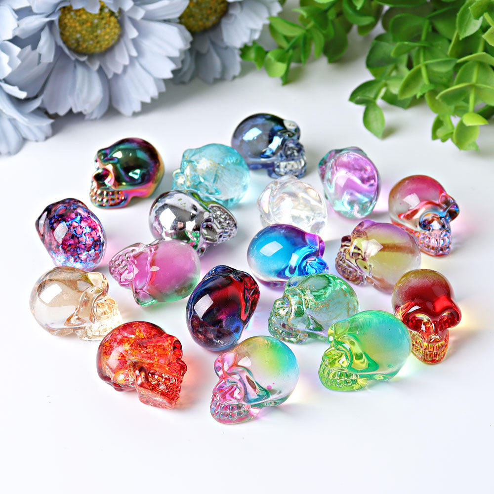 1-Inch Aura Angel Crystal Skull Carving for Meditation
