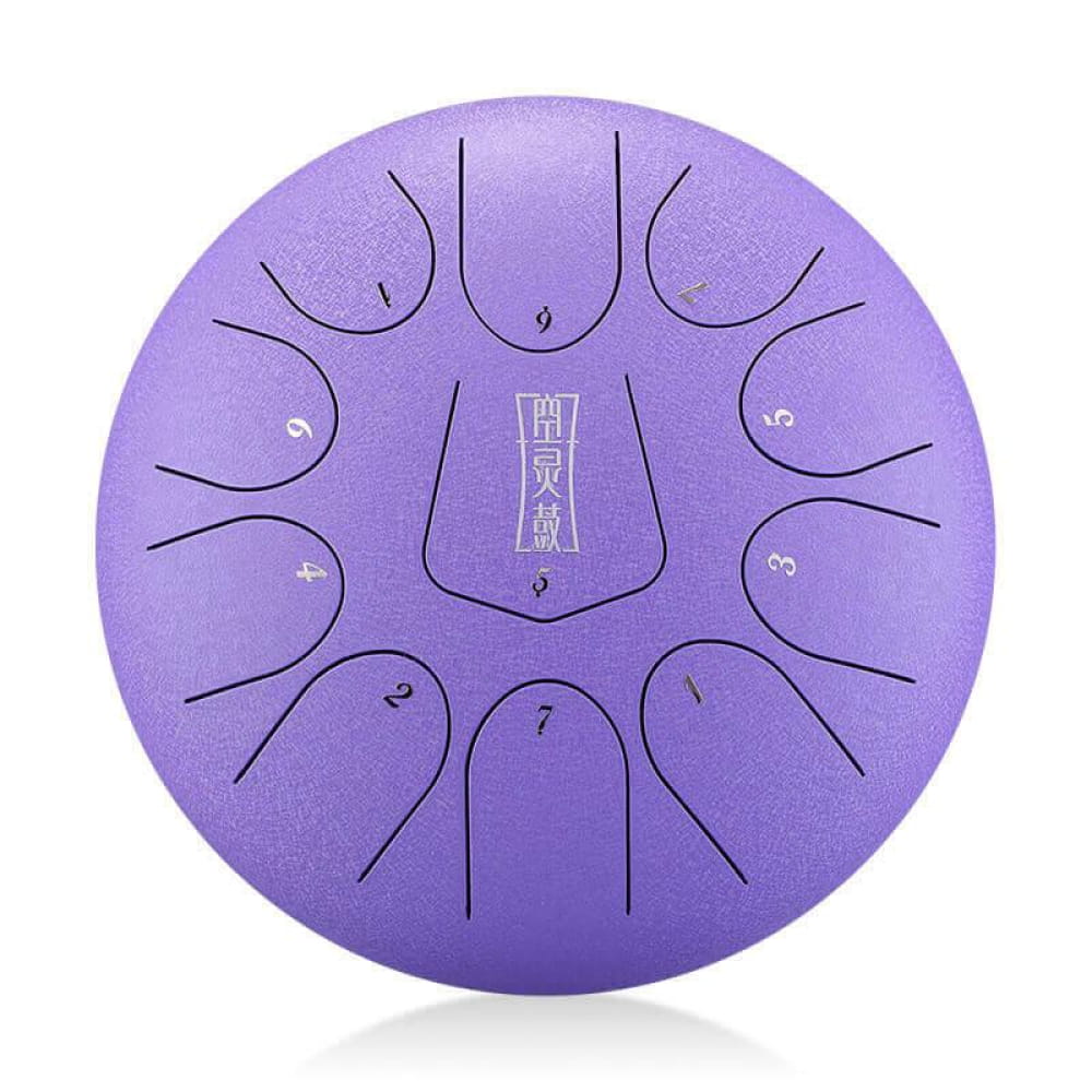 Purple Steel Tongue Drum with Numbered Tone Zones in Circular Pattern - D Key 10 Inch