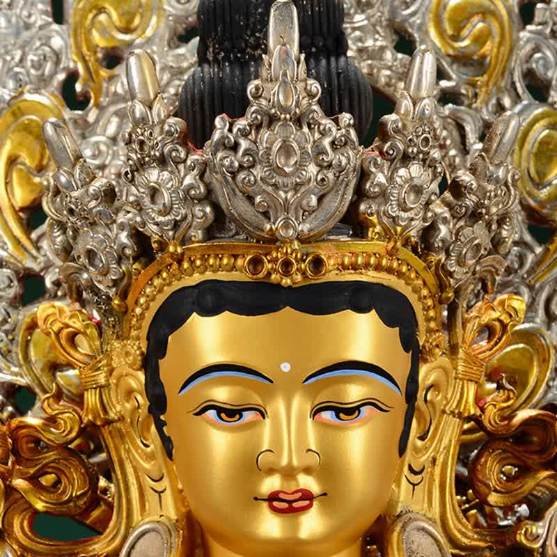Statue de Bouddha Tara verte en cuivre de 10 pouces pour l'espoir et la protection
