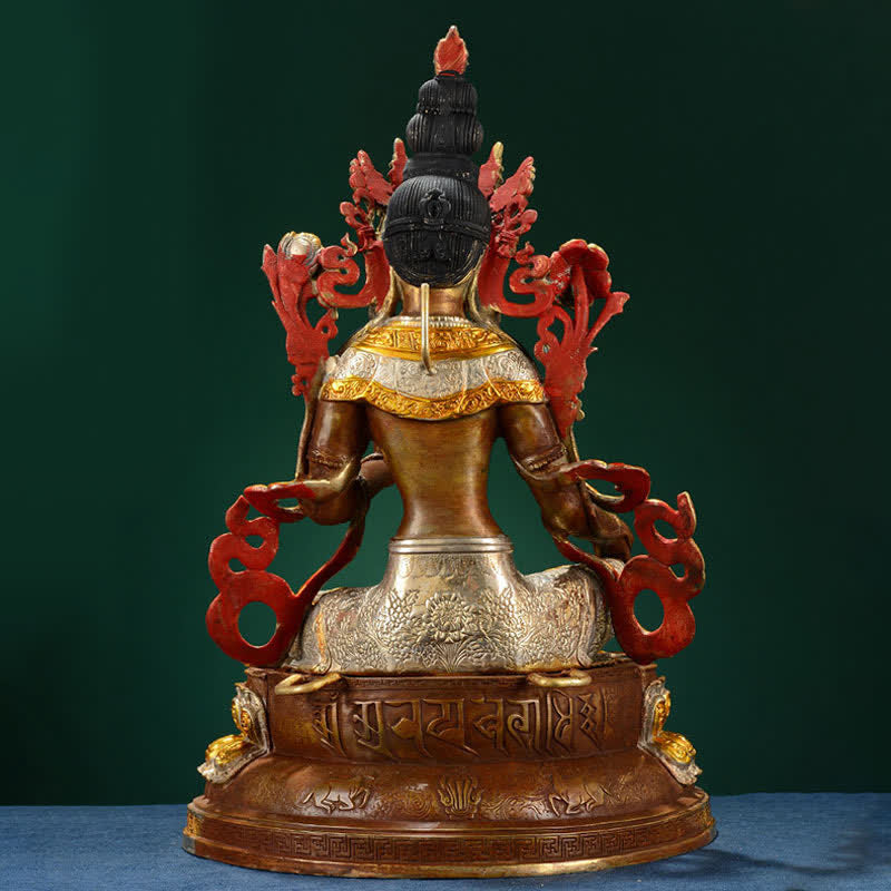 Statue de Bouddha Tara verte en cuivre de 10 pouces pour l'espoir et la protection