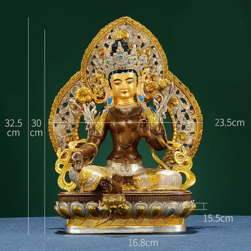 Statue de Bouddha Tara verte en cuivre de 10 pouces pour l'espoir et la protection