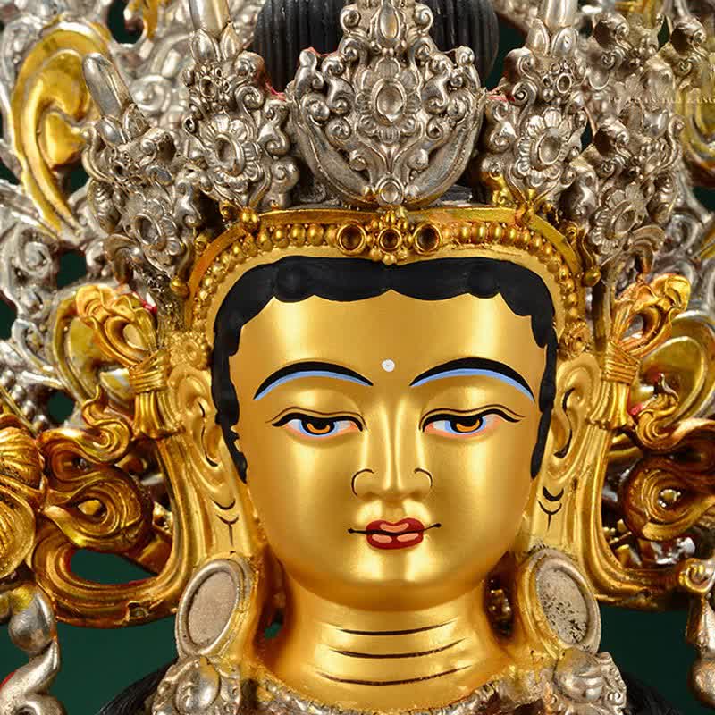 Statue de Bouddha Tara verte en cuivre de 10 pouces pour l'espoir et la protection