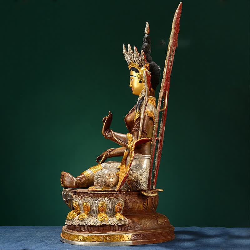 Statue de Bouddha Tara verte en cuivre de 10 pouces pour l'espoir et la protection