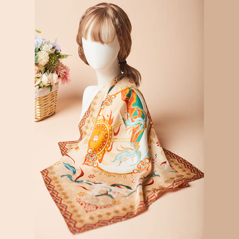 Foulard 100 % soie de mûrier inspiré de la montagne Riyue | Foulards tibétains