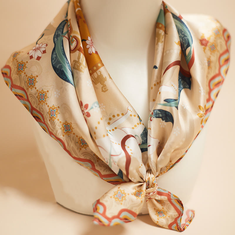 Foulard 100 % soie de mûrier inspiré de la montagne Riyue | Foulards tibétains