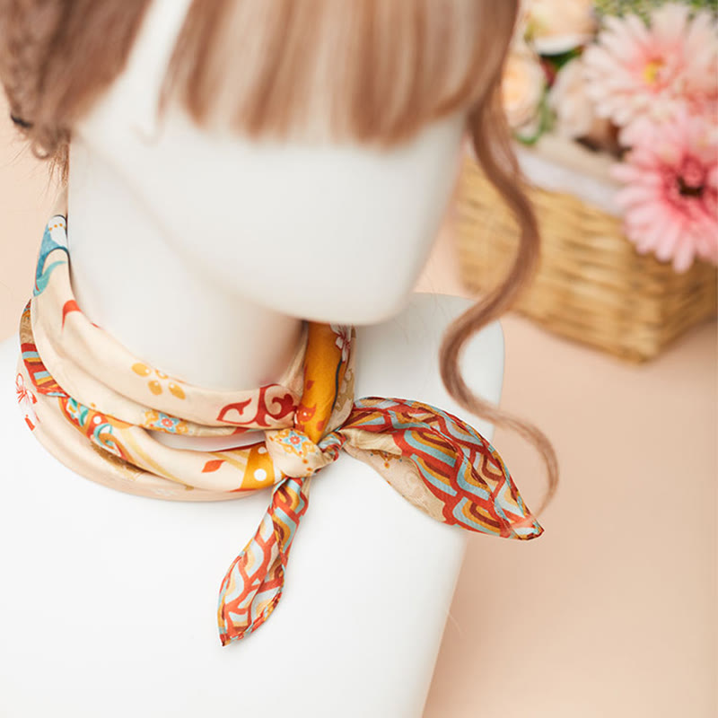 Foulard 100 % soie de mûrier inspiré de la montagne Riyue | Foulards tibétains