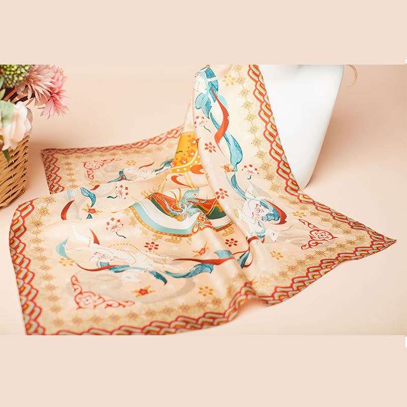 Foulard 100 % soie de mûrier inspiré de la montagne Riyue | Foulards tibétains