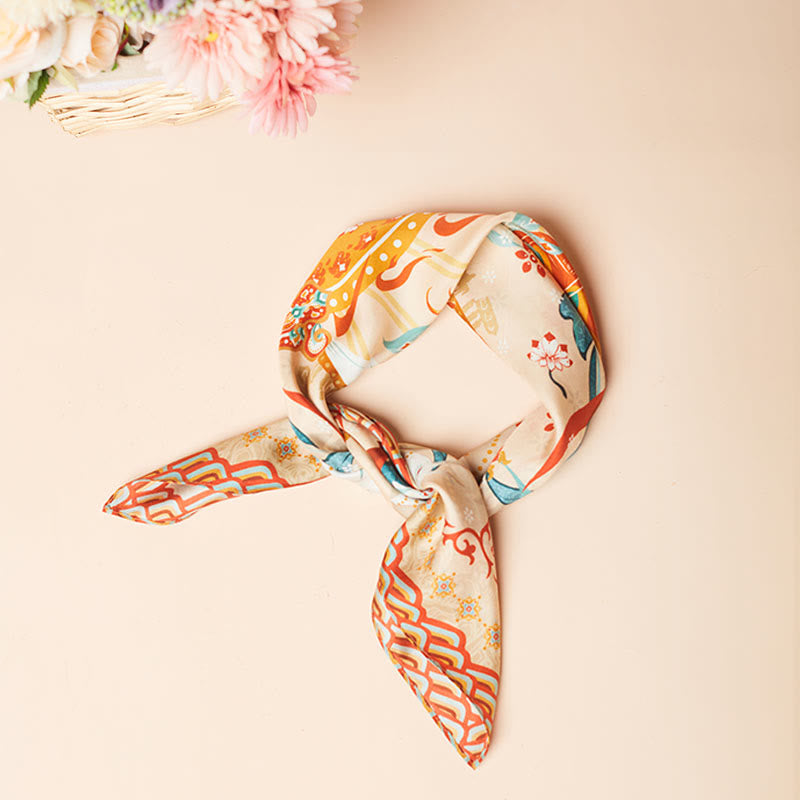 Foulard 100 % soie de mûrier inspiré de la montagne Riyue | Foulards tibétains