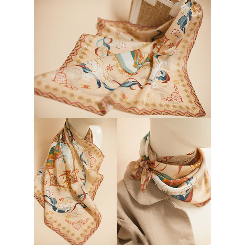 Foulard 100 % soie de mûrier inspiré de la montagne Riyue | Foulards tibétains