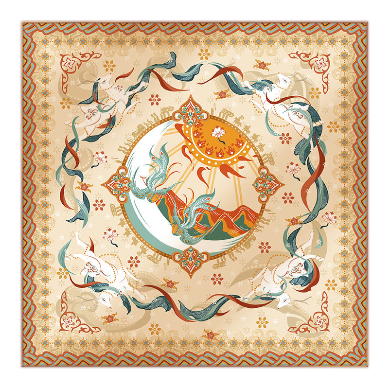 Foulard 100 % soie de mûrier inspiré de la montagne Riyue | Foulards tibétains