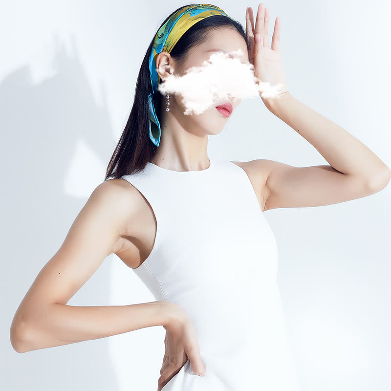 Écharpe tibétaine 100 % soie de mûrier Panorama de rivières et de montagnes